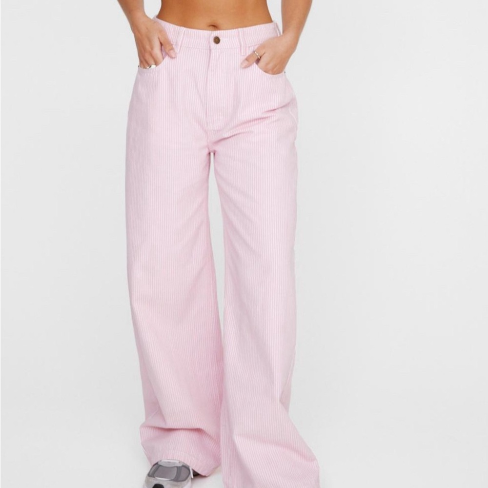 Nasty Gal TWILL PINSTRIPE BAGGY PANTS